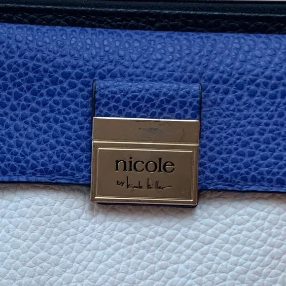 NICOLE MILLER Colorful Wristlet Wallet Purse Tons of Space & Pockets! Black Blue - Picture 9 of 11